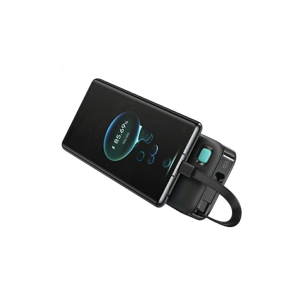 Powerbank USAMS + zwijany kabel USB-C 10000 mAh PD 20W Fast Charge XY Series fioletowy - Powerbanki - Usams