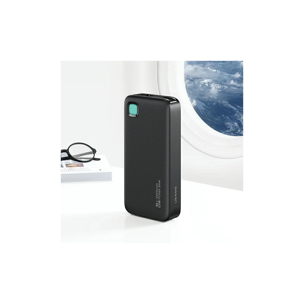 Powerbank USAMS + zwijany kabel USB-C 10000 mAh PD 20W Fast Charge XY Series fioletowy - Powerbanki - Usams