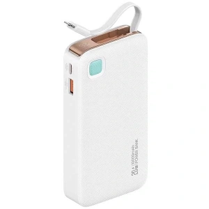 Buy USAMS Powerbank + retractable Lightning cable 10000 mAh PD 20W Fast Charge XY Series white - USA1178 - {ean13} - Home Screen Store Europe