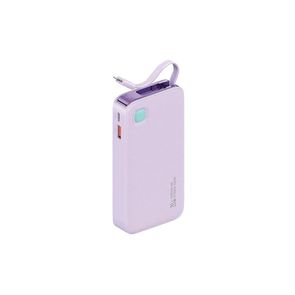 Powerbank USAMS + zwijany kabel Lightning 10000 mAh PD 20W Fast Charge XY Series fioletowy - Powerbanki - Usams