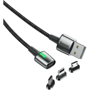 Kabel magnetický Baseus Zinc Kit micro USB / USB-C / Lightning 1.5/2A 2m (černý)