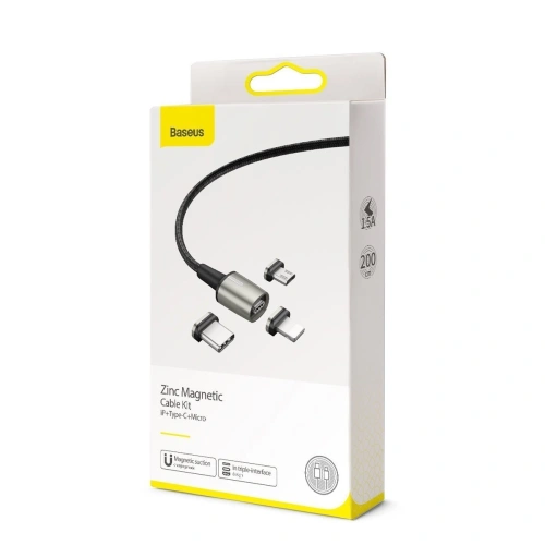 Kup Baseus Magnetisches Kabel Zink-Kit micro USB / USB-C / Lightning 1.5/2A 2m (schwarz) - BSU972BLK - {ean13} - Sklep Home Screen