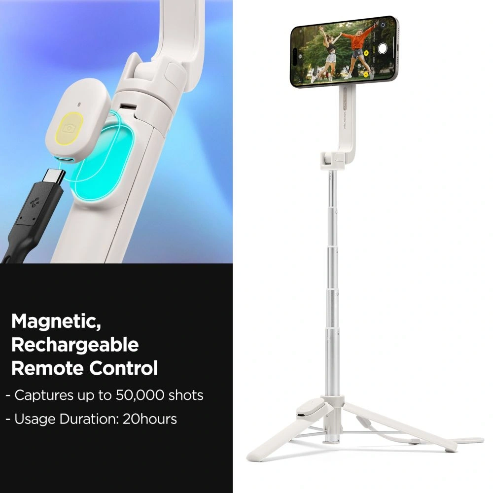 Kijek selfie Spigen S571W MagSafe Bluetooth Selfie Stick Tripod Dune Beige - Fotografia i filmowanie - Spigen