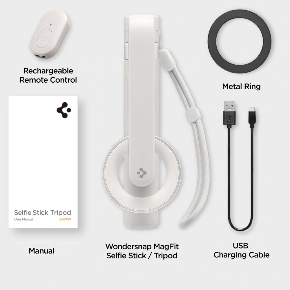 Kijek selfie Spigen S571W MagSafe Bluetooth Selfie Stick Tripod Dune Beige - Fotografia i filmowanie - Spigen