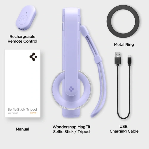 Buy Spigen S571W MagSafe Bluetooth Selfie Stick Tripod Lavender - SPN16343 - {ean13} - Home Screen Store Europe