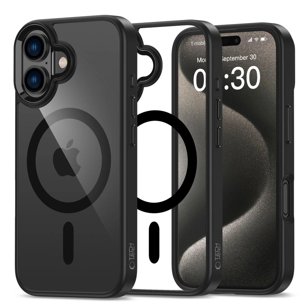 Etui Tech-Protect Magmat MagSafe Apple iPhone 16 Black/Clear - iPhone 16 - Tech-Protect