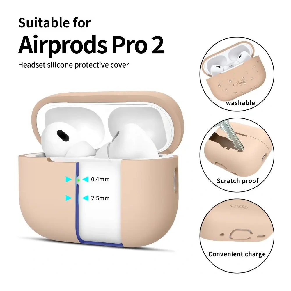 Etui Tech-Protect Silicone Apple Airpods Pro 1 / 2 Caffe Latte - AirPods Pro (2. generacji) - Tech-Protect