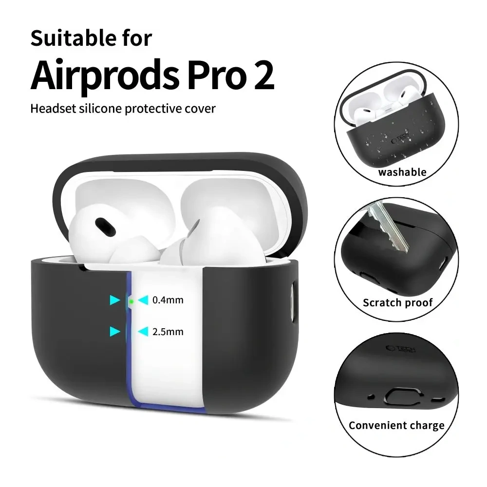 Etui Tech-Protect Silicone Apple Airpods Pro 1 / 2 Black - AirPods Pro (2. generacji) - Tech-Protect