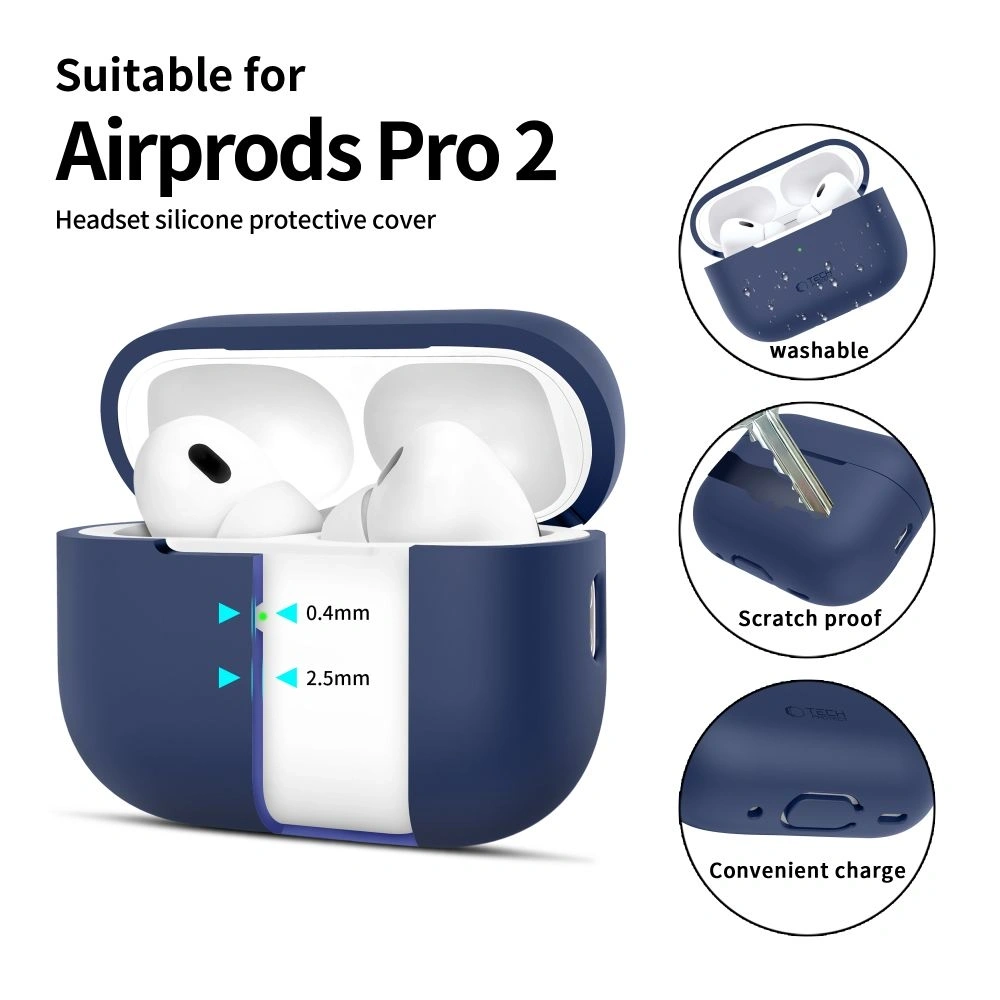 Etui Tech-Protect Silicone Apple Airpods Pro 1 / 2 Navy Blue - AirPods Pro (2. generacji) - Tech-Protect