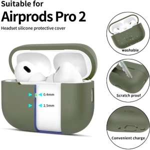 Buy Tech-Protect Silicone Apple Airpods Pro 1 / 2 Olive Green - THP3128 - {ean13} - Home Screen Store Europe