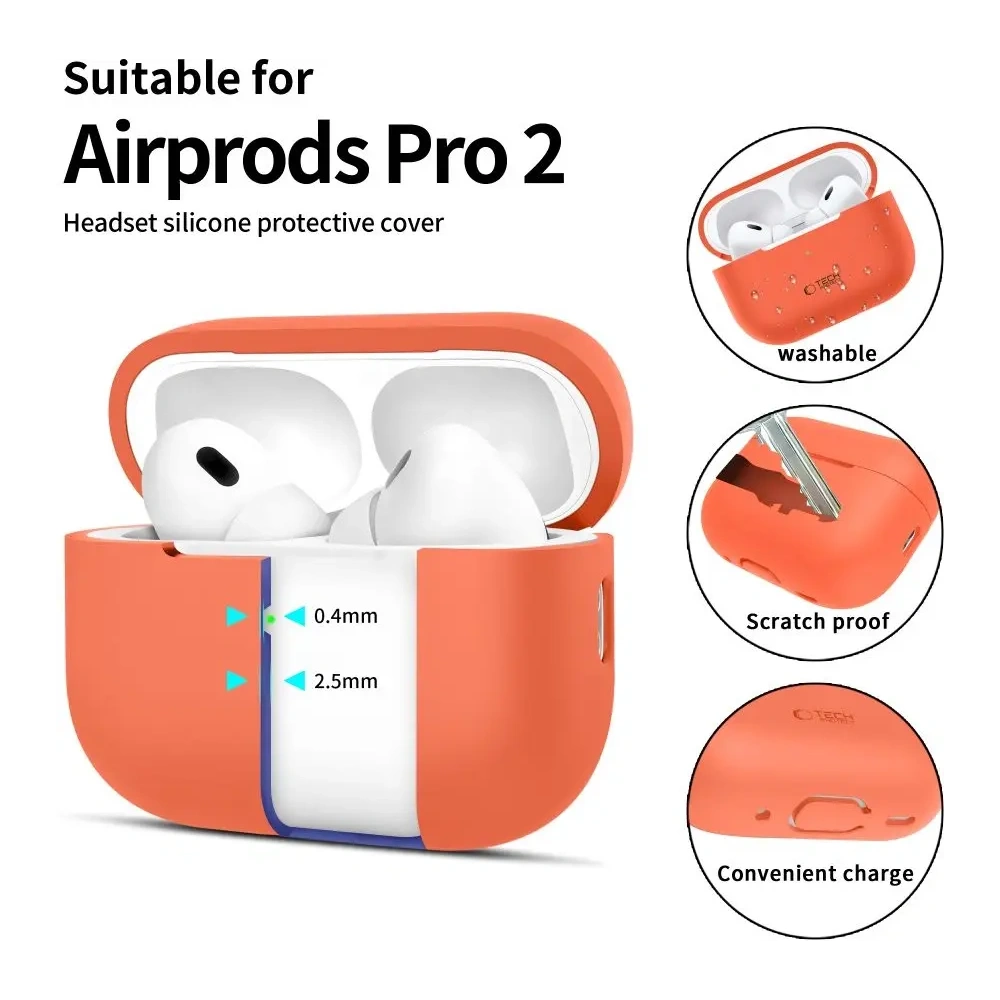Etui Tech-Protect Silicone Apple Airpods Pro 1 / 2 Neon Orange - AirPods Pro (2. generacji) - Tech-Protect