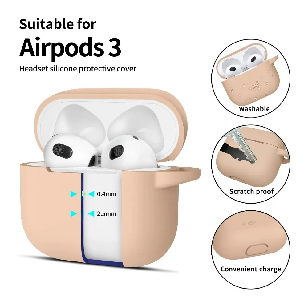 Etui Tech-Protect Silicone Hook Apple Airpods 3 Caffe Latte - AirPods (3. generacji) - Tech-Protect