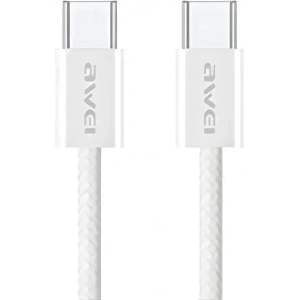 Kup Kabel AWEI CL-219T USB-C / USB-C 60W 1m kompatybilny z iPhone 15 biały - AWEI219 - {ean13} - Sklep Home Screen