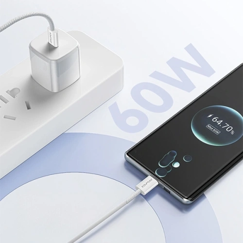 Kup Cablu AWEI CL-219T USB-C / USB-C 60W 1m compatibil cu iPhone 15 alb - AWEI219 - {ean13} - Sklep Home Screen
