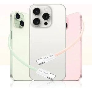 Kup Kabel AWEI CL-219T USB-C / USB-C 60W 1m kompatybilny z iPhone 15 biały - AWEI219 - {ean13} - Sklep Home Screen