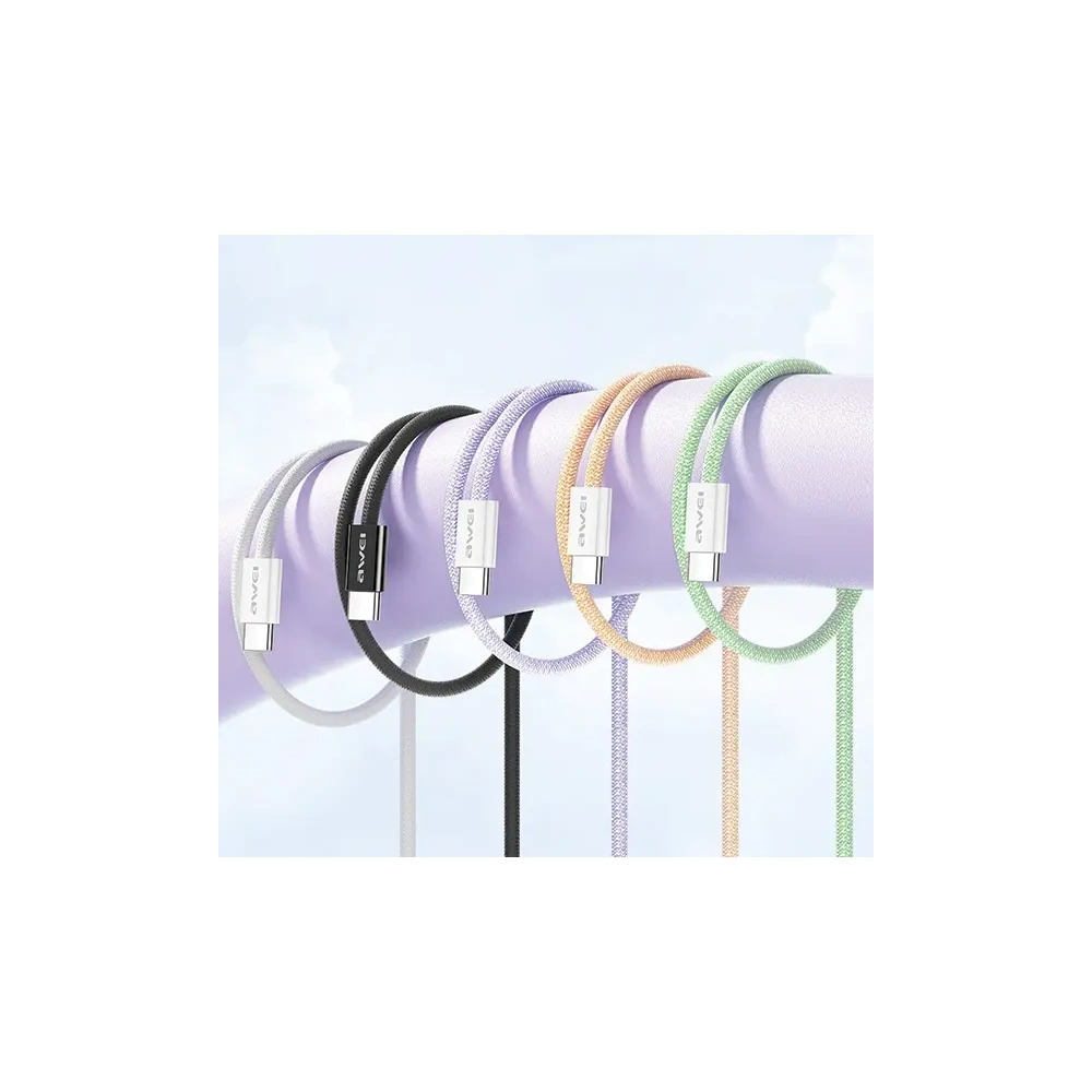 Kabel AWEI CL-219T USB-C / USB-C 60W 1m kompatybilny z iPhone 15 biały - USB-C - USB-C - Awei