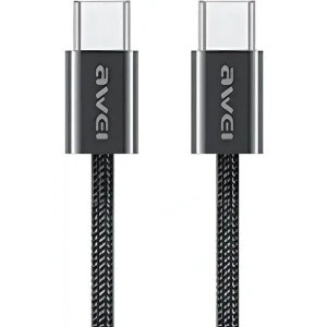 Kup Kabel AWEI CL-219T USB-C / USB-C 60W 1m kompatybilny z iPhone 15 czarny - AWEI220 - {ean13} - Sklep Home Screen