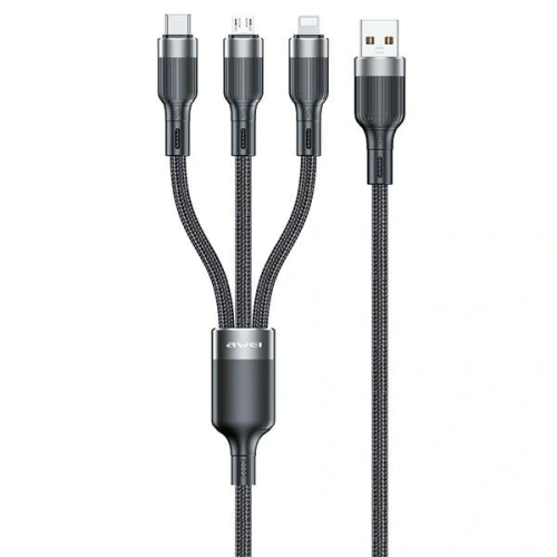 Kup AWEI CL-975 USB-C / Lightning / microUSB 3in1 kábel 1.2m fekete - AWEI221 - {ean13} - Sklep Home Screen