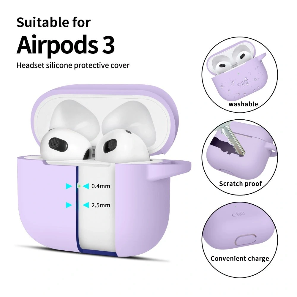 Etui Tech-Protect Silicone Hook Apple Airpods 3 Lavender - AirPods (3. generacji) - Tech-Protect