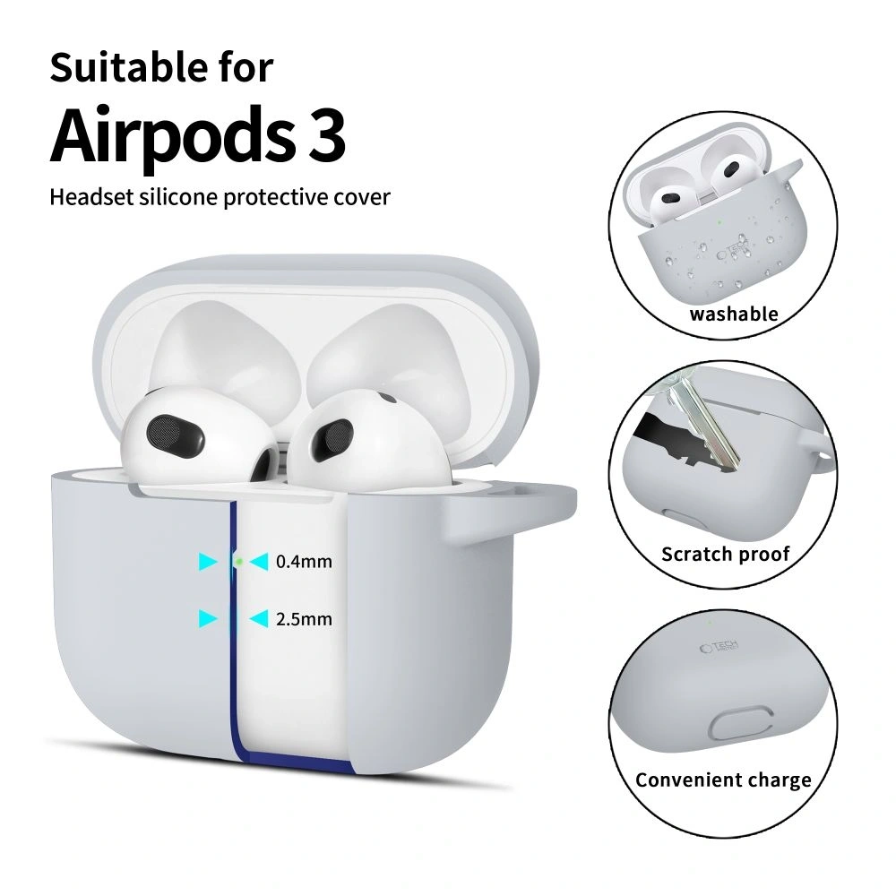 Etui Tech-Protect Silicone Hook Apple Airpods 3 Crayon Grey - AirPods (3. generacji) - Tech-Protect