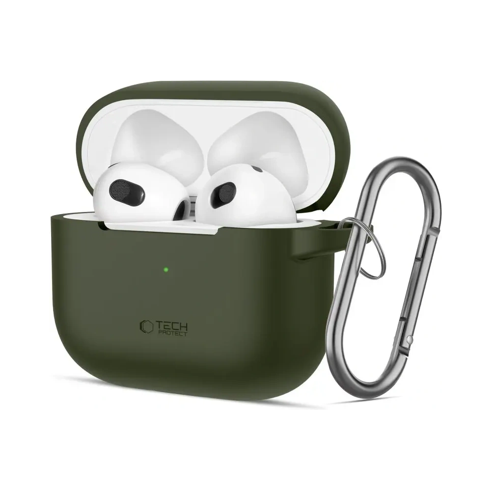 Etui Tech-Protect Silicone Hook Apple Airpods 3 Olive Green - AirPods (3. generacji) - Tech-Protect