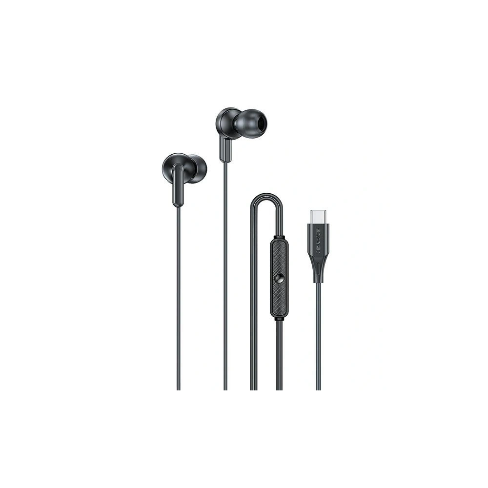 Przewodowe słuchawki AWEI PC-25T USB-C czarne - Pozostałe słuchawki - Awei