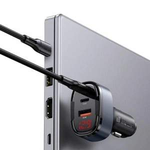 Kup Ładowarka samochodowa USAMS C42 USB-A, 2xUSB-C 100W Fast Charge czarny - USA1183 - {ean13} - Sklep Home Screen