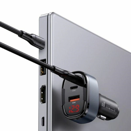 Kup USAMS C42 USB-A, 2xUSB-C 100W Rychlonabíjecí autoadaptér černý - USA1183 - {ean13} - Sklep Home Screen