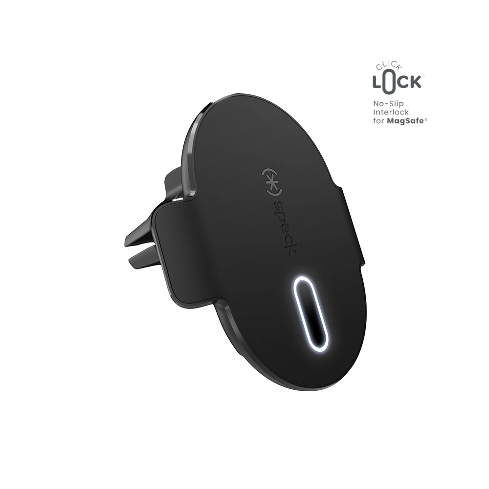 Speck Charging Vent Mount + ClickLock - Uchwyt samochodowy z ładowaniem bezprzewodowym MagSafe (czarny) - !ZAIMPORTOWANE - Speck