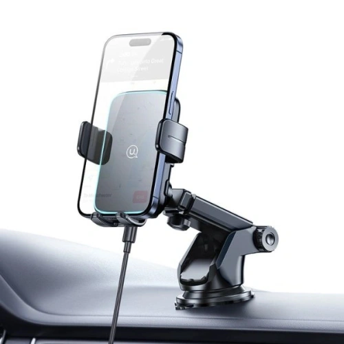Buy USAMS windshield/cockpit car mount with 15W wireless charger black - USA1188 - {ean13} - Home Screen Store Europe