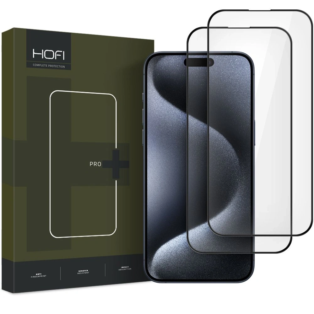 Szkło hartowane Hofi Glass Pro+ Apple iPhone 16 Black [2 PACK] - iPhone 16 - Hofi