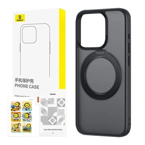 Buy Case + tempered glass set Baseus SkyRing 360° Apple iPhone 15 (black) - BSU8836 - {ean13} - Home Screen Store Europe