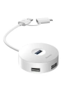 Adaptor USB 3.0 Baseus Round Box, HUB USB/USB-C pentru 1x USB 3.0 + 3x USB 2.0, 1m (alb)