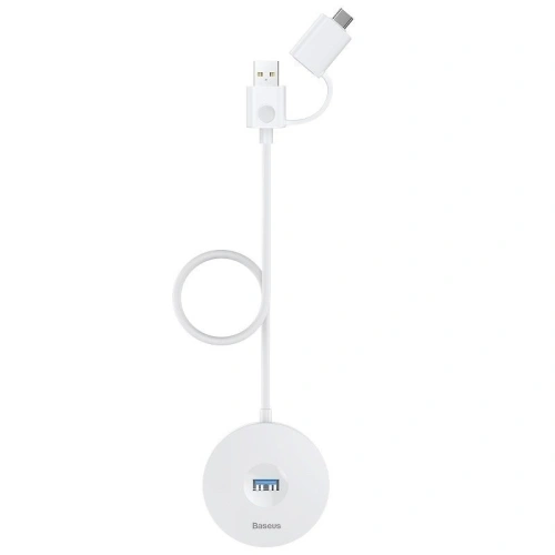Kup Adapter USB 3.0 Baseus Round Box, HUB USB/USB-C do 1x USB 3.0 + 3x USB 2.0, 1m (biały) - BSU981WHT - {ean13} - Sklep Home Screen