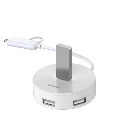 Kup Adapter USB 3.0 Baseus Round Box, HUB USB/USB-C do 1x USB 3.0 + 3x USB 2.0, 1m (biały) - BSU981WHT - {ean13} - Sklep Home Screen