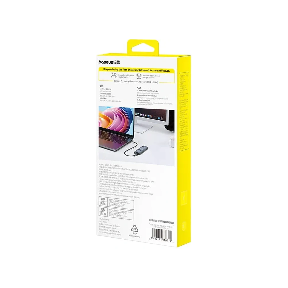 Obudowa dysku SSD Baseus FlyJoy (szary) - Obudowy dysków / pendrive - Baseus