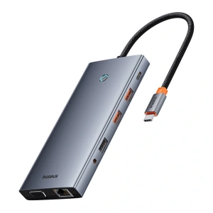 Kup Baseus PortalJoy 13in1 Adapter USB-C / 2xHDMI, DP, VGA, 2xUSB-C, 3xUSB-A, PD, RJ45, SD/TF, Klinke 3.5mm (grau) - BSU8849 - {ean13} - Sklep Home Screen