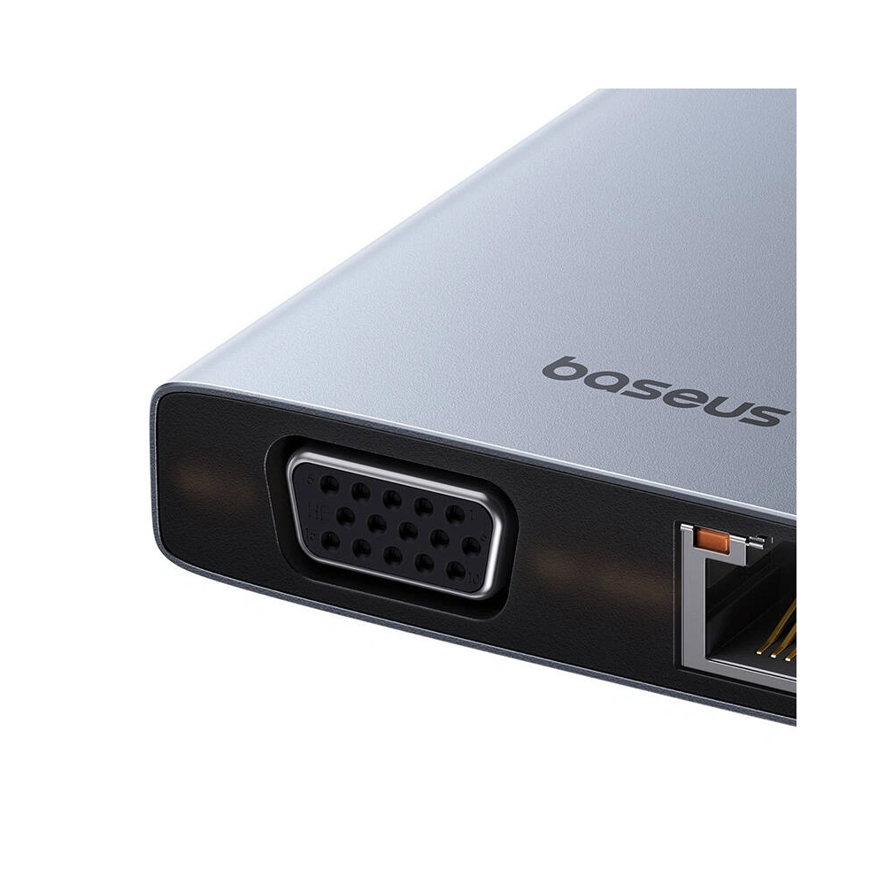 Hub 13w1 Baseus PortalJoy USB-C / 2xHDMI,DP,VGA,2xUSB-C,3xUSB-A,PD,RJ45,SD/TF, jack 3.5mm (szary) - Adaptery/HUBy - Baseus