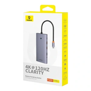 Kup Baseus PortalJoy 13in1 Adapter USB-C / 2xHDMI, DP, VGA, 2xUSB-C, 3xUSB-A, PD, RJ45, SD/TF, Klinke 3.5mm (grau) - BSU8849 - {ean13} - Sklep Home Screen