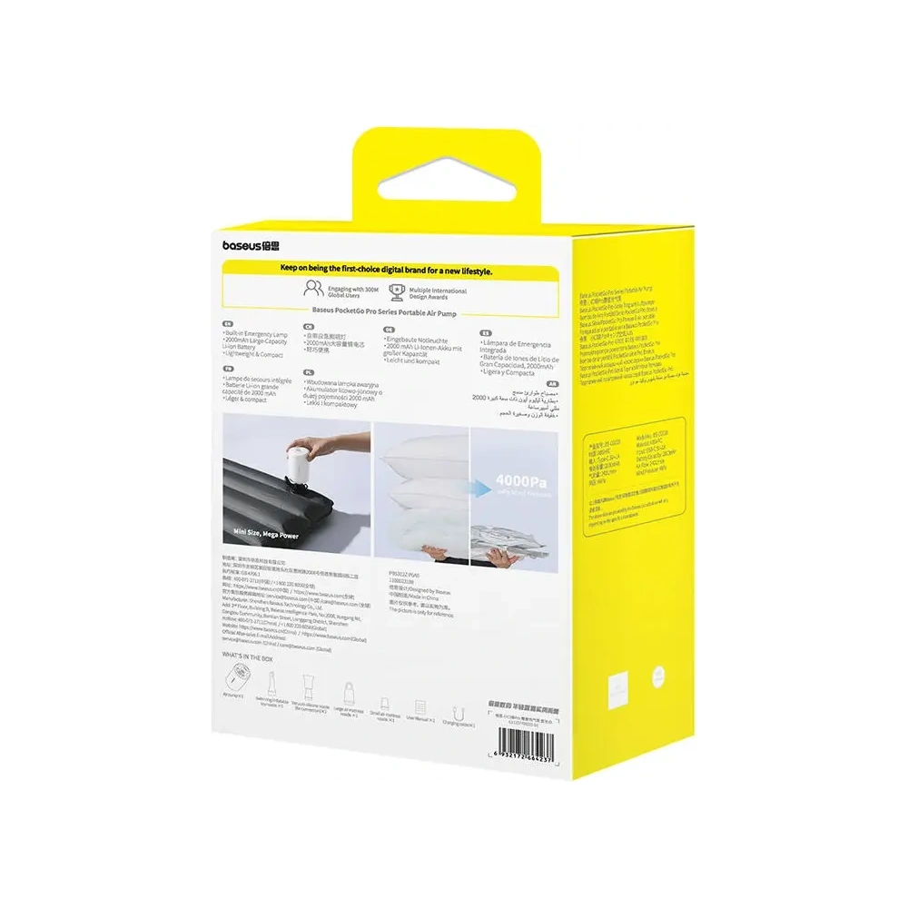 Przenośna pompka Baseus PocketGo (biały) - Inne akcesoria - Baseus