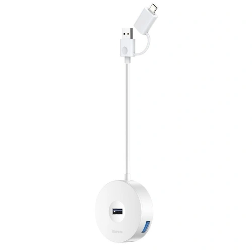 Kup Adaptér USB 3.0 Baseus Round Box, HUB USB/USB-C na 1x USB 3.0 + 3x USB 2.0, 12cm (bílá) - BSU982WHT - {ean13} - Sklep Home Screen
