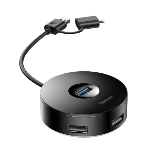Kup Adaptér USB 3.0 Baseus Kulatá krabička, HUB USB/USB-C do 1x USB 3.0 + 3x USB 2.0, 12cm (černý) - BSU983BLK - {ean13} - Sklep Home Screen