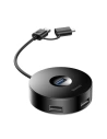 Adaptér USB 3.0 Baseus Kulatá krabička, HUB USB/USB-C do 1x USB 3.0 + 3x USB 2.0, 12cm (černý)