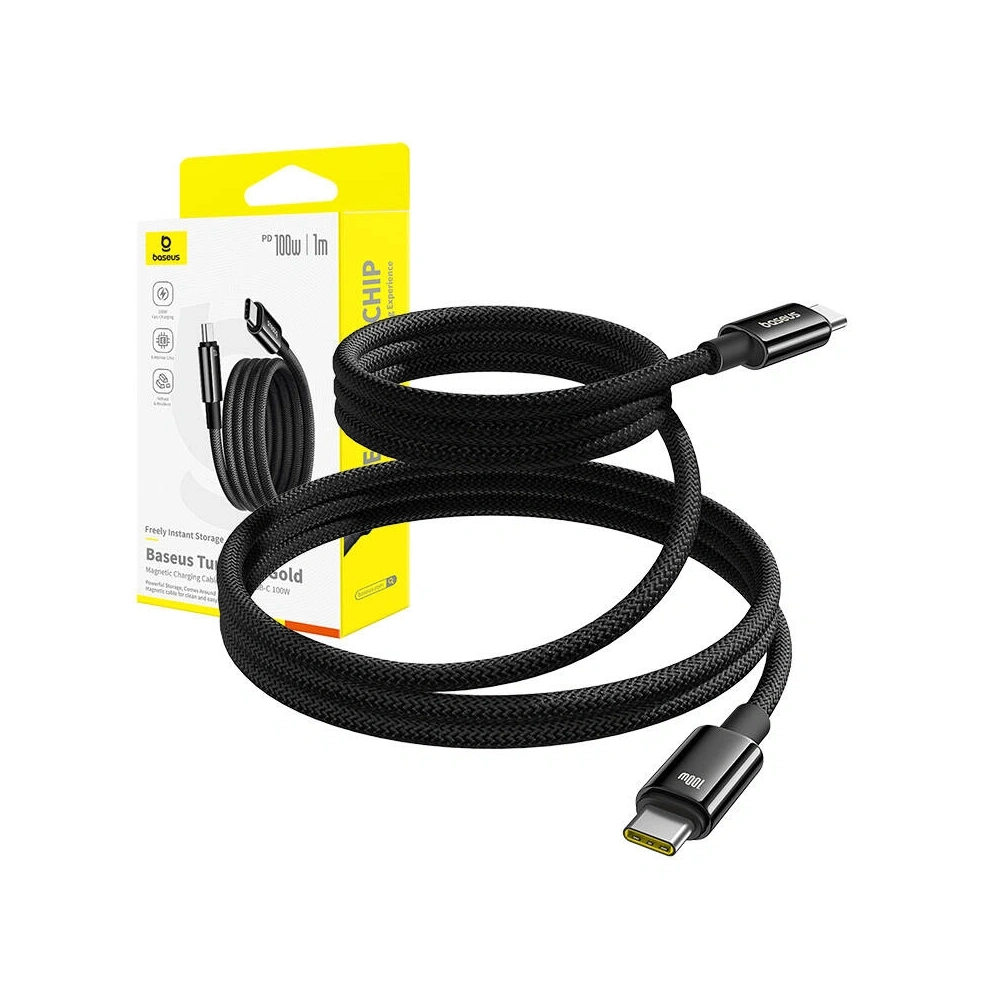 Kabel Baseus Tungsten Gold USB-C / USB-C 100W 1m (czarny) - USB-C - USB-C - Baseus