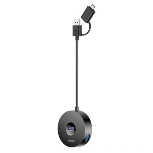 Kup Adapter USB 3.0 Baseus Round Box, HUB USB/USB-C do 1x USB 3.0 + 3x USB 2.0, 12cm (czarny) - BSU983BLK - {ean13} - Sklep Home Screen