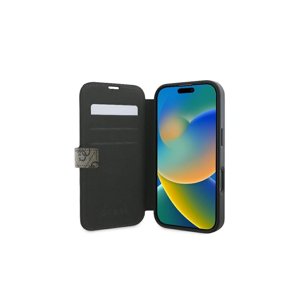 Etui Guess GUBKP16L4GMGBR Apple iPhone 16 Pro book 4G Metal Logo brązowy - iPhone 16 Pro - Guess