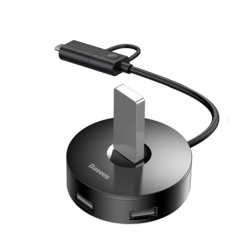 Kup Adapter USB 3.0 Baseus Round Box, HUB USB/USB-C do 1x USB 3.0 + 3x USB 2.0, 12cm (czarny) - BSU983BLK - {ean13} - Sklep Home Screen
