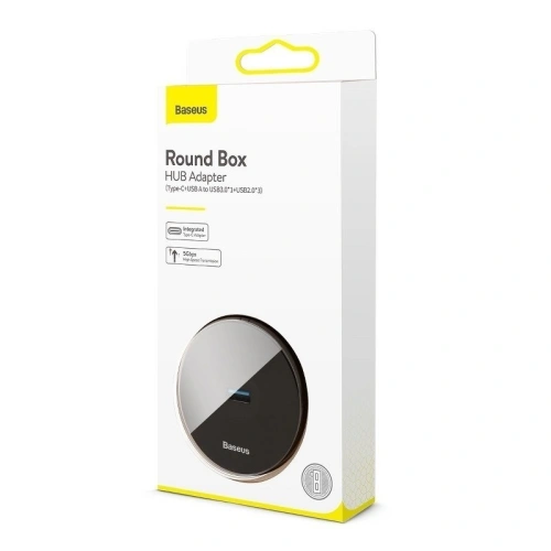 Kup Adaptér USB 3.0 Baseus Kulatá krabička, HUB USB/USB-C do 1x USB 3.0 + 3x USB 2.0, 12cm (černý) - BSU983BLK - {ean13} - Sklep Home Screen