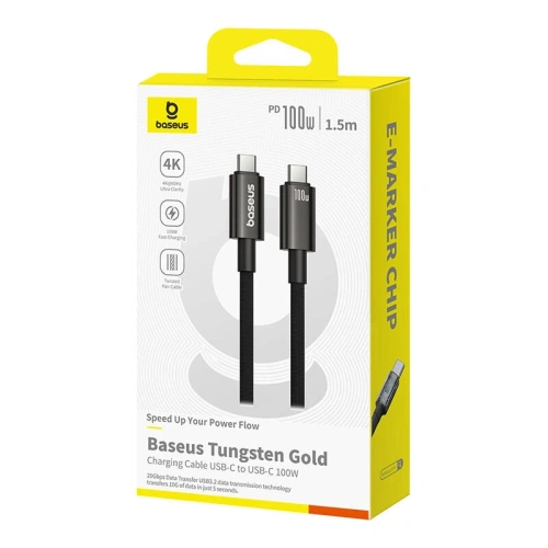 Kup Baseus Tungsten Gold USB-C / USB-C kábel 100W 1.5m (fekete) - BSU8867 - {ean13} - Sklep Home Screen