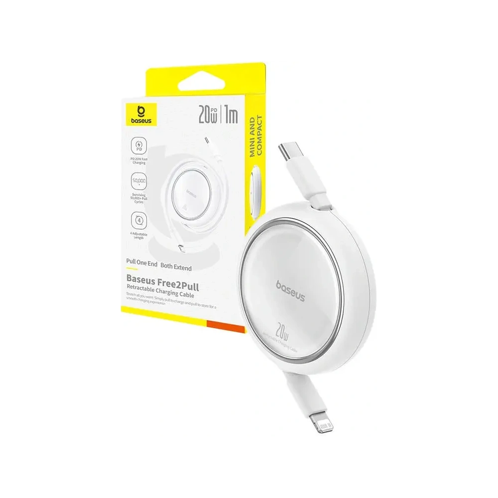 Kabel Baseus Free2Pull USB-C / Lightning 20W 1m (biały) - USB-C - Lightning - Baseus